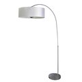 Feeltheglow 1 Light Arc Floor Lamp in Satin Steel Finish with Pristine White Shade FE1646153